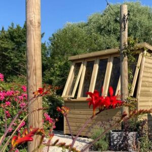 Potting shed in garden setting for knowledge hub page